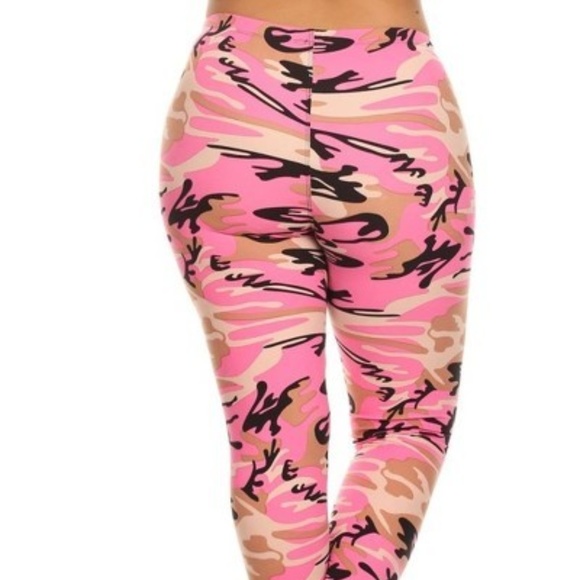New PLUS SIZE PINK CAMOUFLAGE SOFT LEGGINGS - Picture 5 of 8
